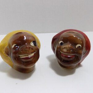 Rare Vintage Black Americana Bakers Cooks Chefs Farmers Salt and Pepper Shakers